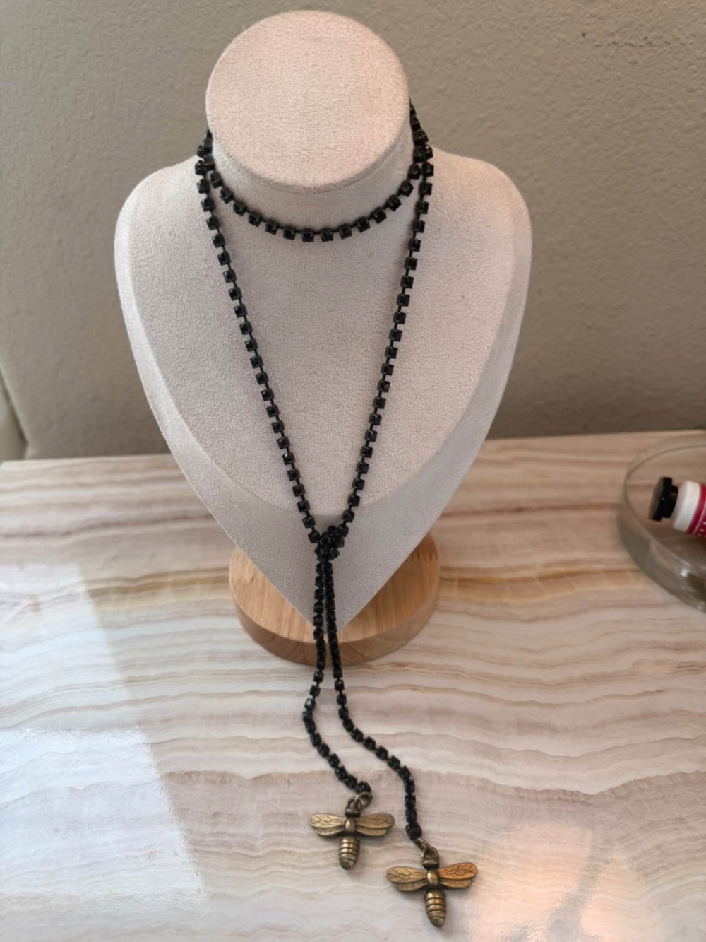 French Kande 40" Jet Swarovski Cup Chain Lariat
